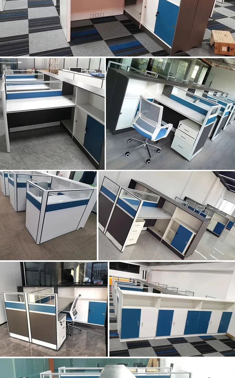 Modern Design Office Furniture Single-seat Employee Workstations Wooden Computer Desks and Office Desks with Storage Cabinets