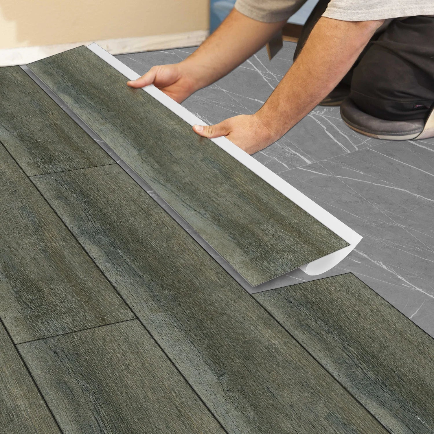 Simple Wood Grain PVC Floor Stickers For Corridors Living Rooms Wall And Floor Decorations Waterproof Self-Adhesive Wall Sticker