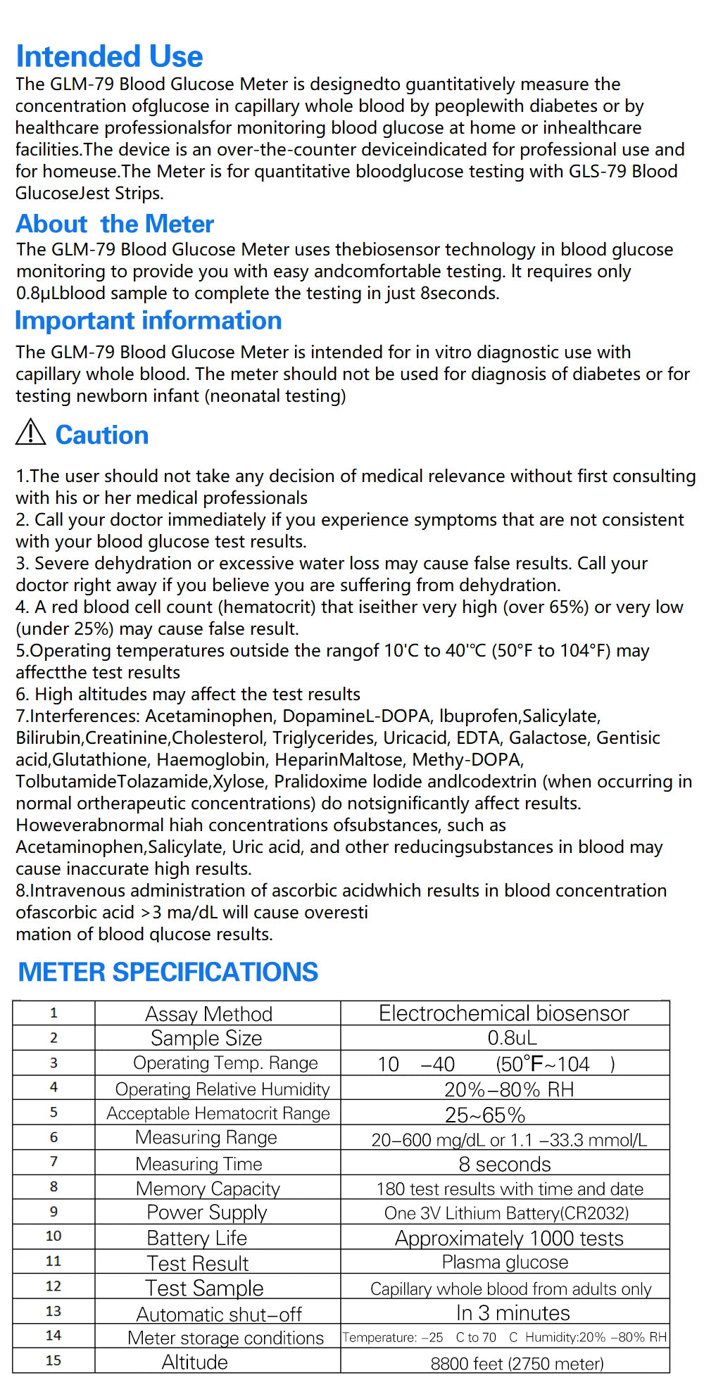 Blood Glucose Meter  Kit