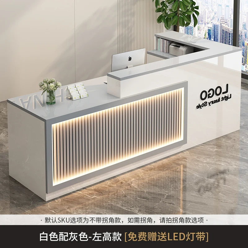Luxury Simple Reception Desk Logo Salon Decorations Modern Reception Desk Office Beauty Mostrador Recepción Commercial Furniture