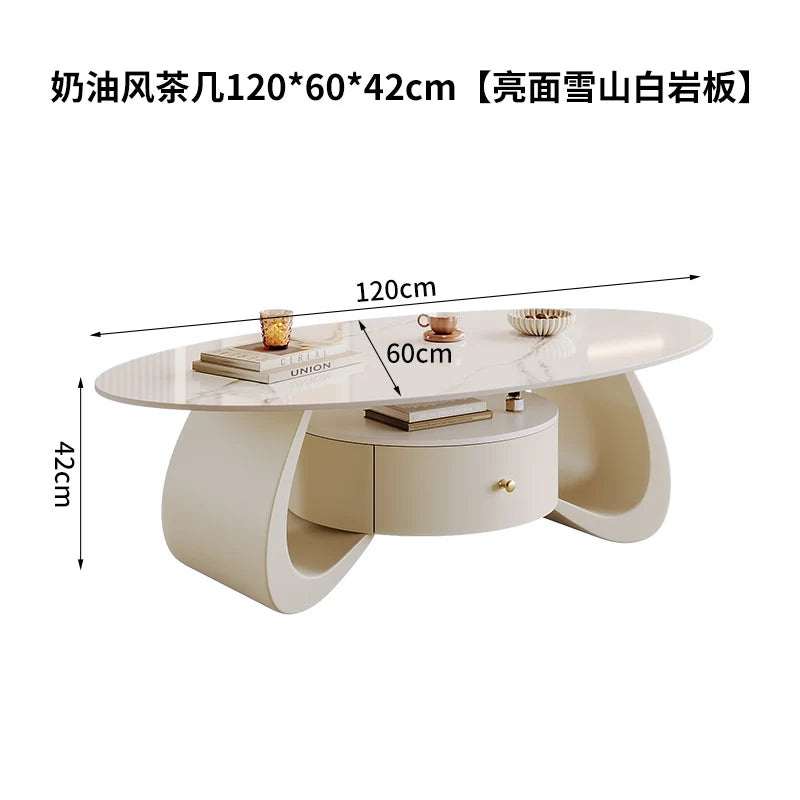 Modern Luxury Coffee Table Nordic Style Glam Oval Beauty Coffee Table Living Room Hidden Storage Table De Salon Home Furniture