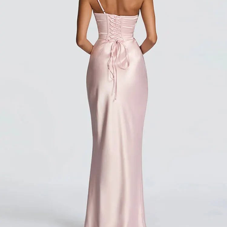 One Shoulder Cowl Neck Maxi Dress