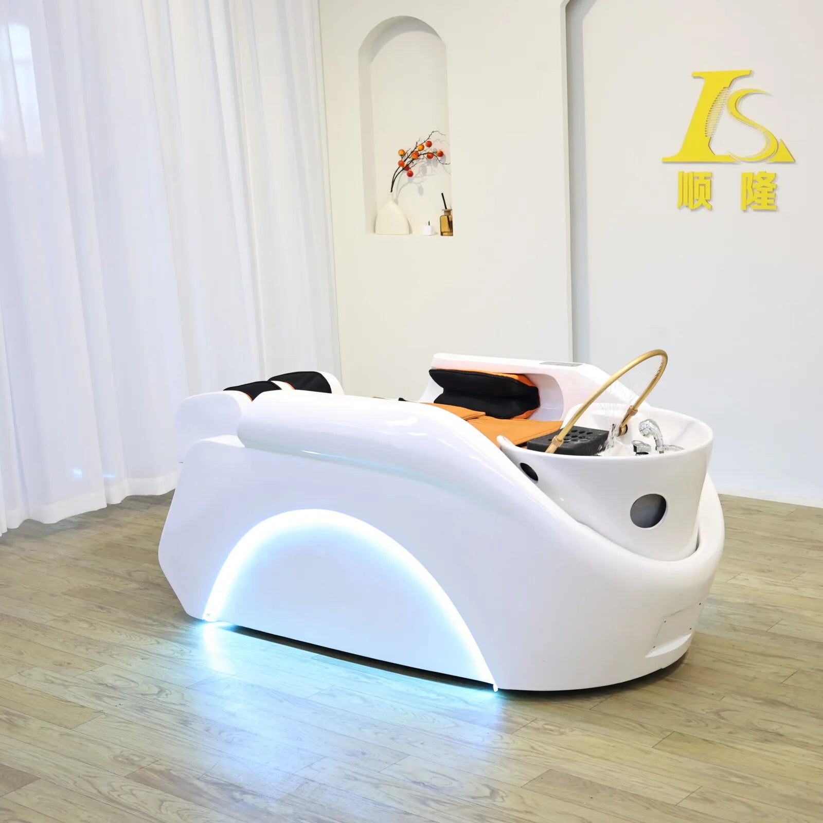 Plug In Automatic Massage Shampoo Bed Built in Electric Massager, Hair Salon Head SPA Hydrotherapy Commercial Salon Furniture