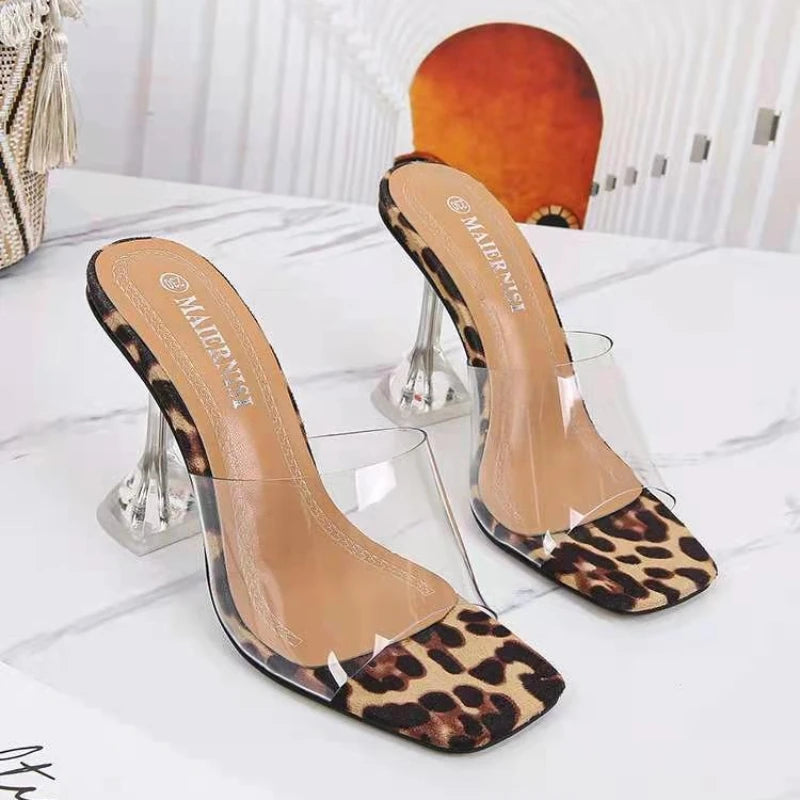 Thin Heel Square Toe Mules