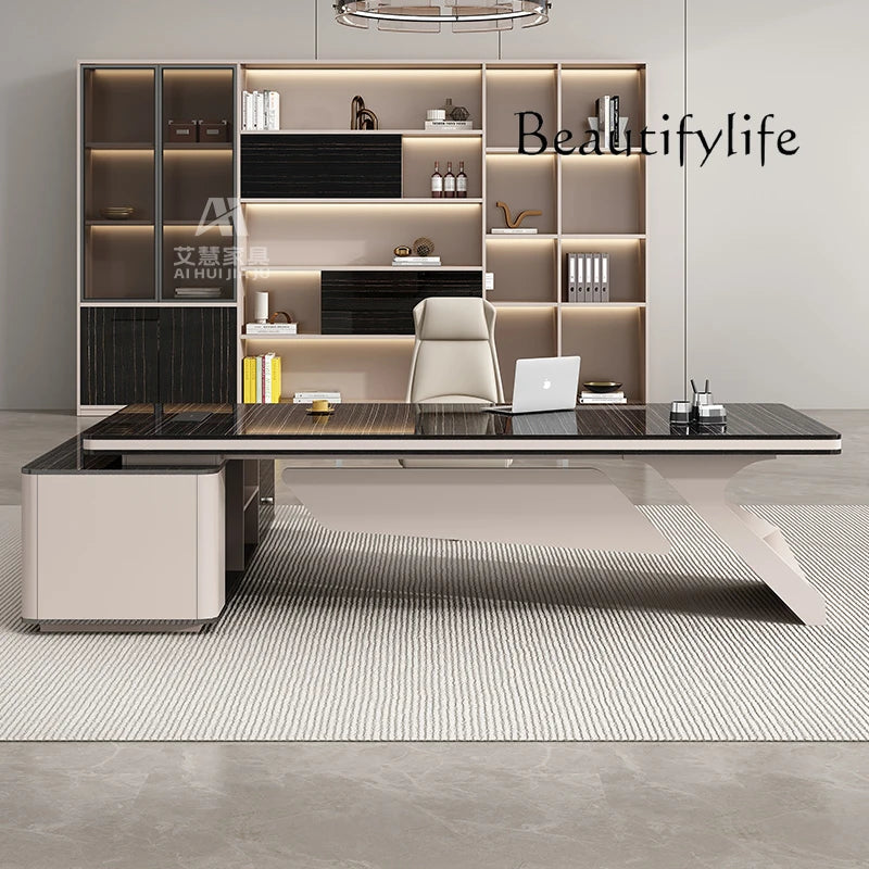 Light luxury boss table, simple modern desk, large desk manager, office desk and chair combination