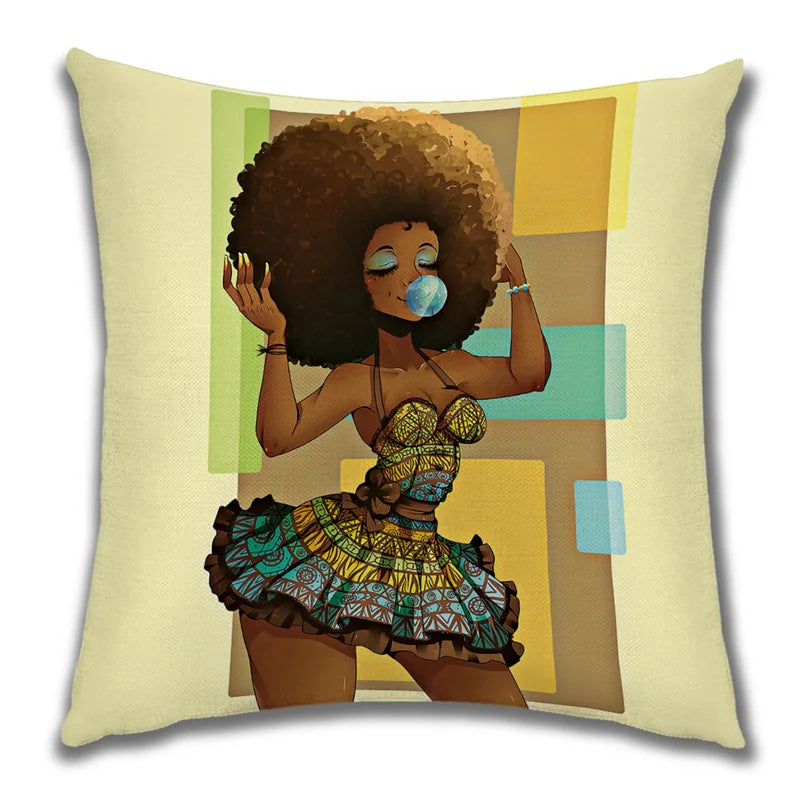 African Costume Clipart Throw Pillow 45x45 Africa Life Collection African Woman Pillowcase Sofa Car Decorative Cushion Cover