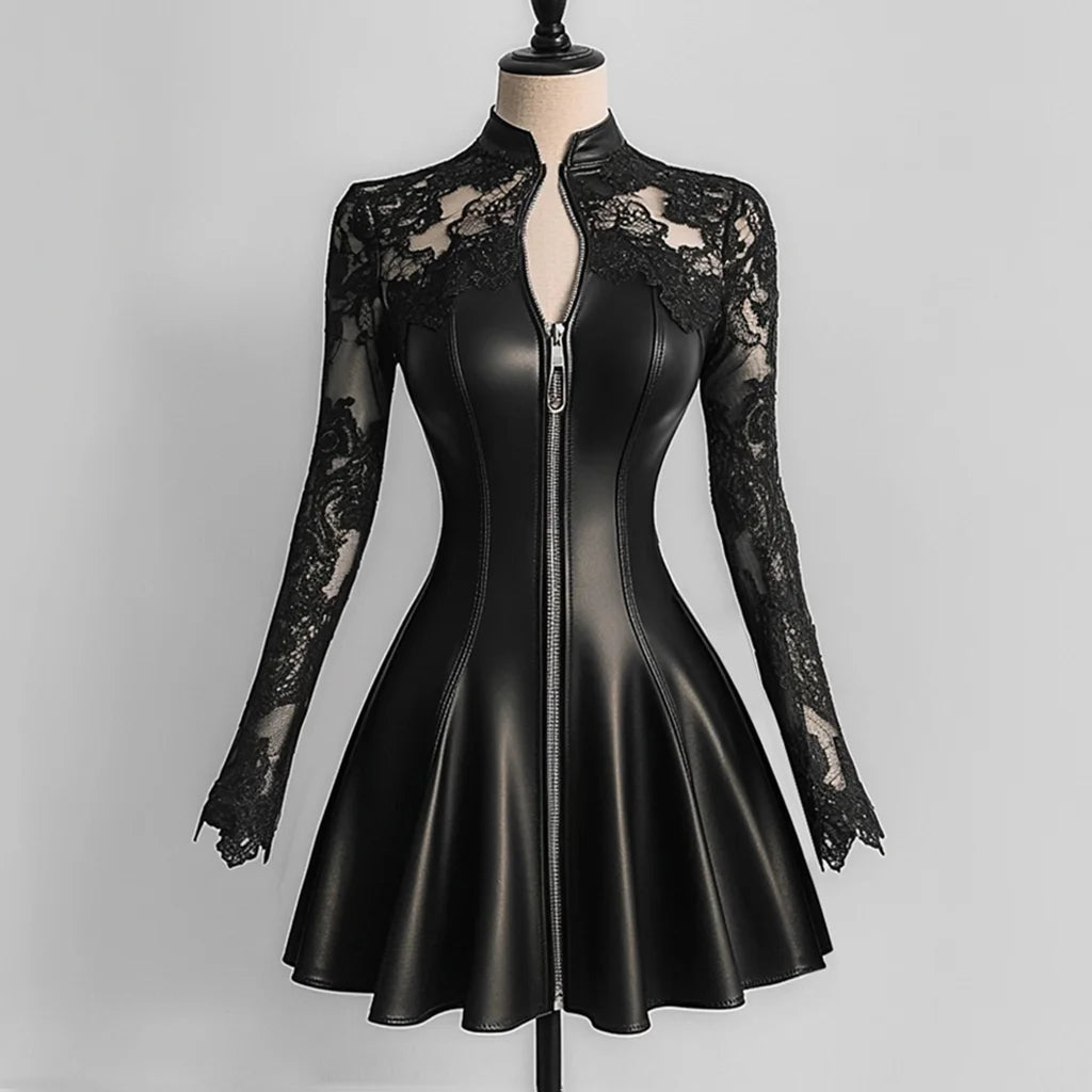 PU Leather Mini Dress
