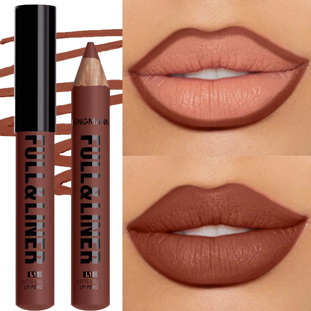 Waterproof Matte Lipliner Pencil Brown Contour Tint Lipstick Pen Long Lasting 12 Color Wooden Lip Liner Pencil Full-lip Makeup