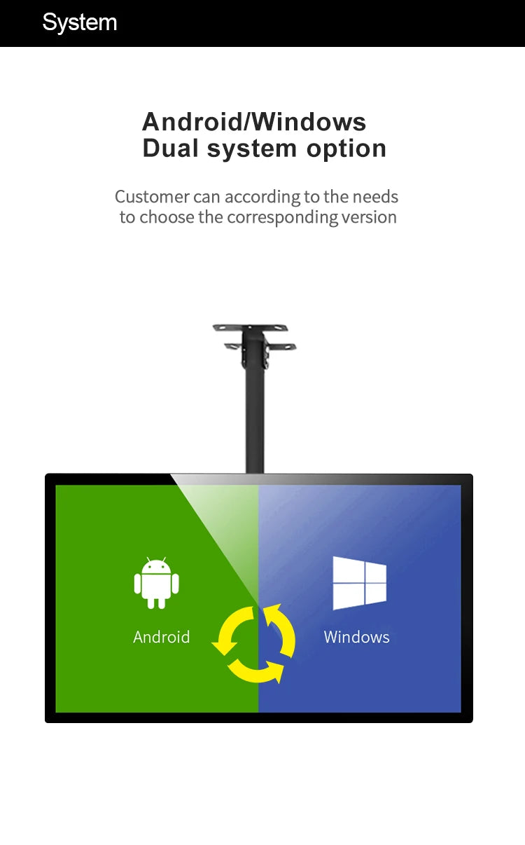 49 55 Inch Fast Food Store Advertising Devise Hanging Lcd Display Wall Mounted Digital Menu Board for Restaurant Shopping Mall