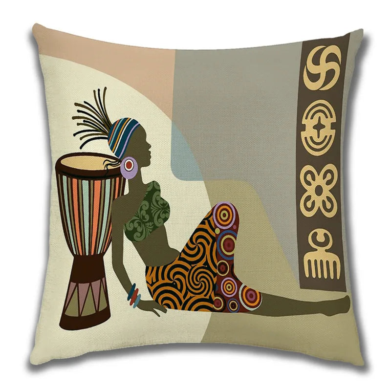 African Costume Clipart Throw Pillow 45x45 Africa Life Collection African Woman Pillowcase Sofa Car Decorative Cushion Cover