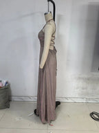 Female Evening Dress Dress 2025 Fashion New Spring And Autumn High Street Suspender Backless Sexy Split Flash Party Banquet