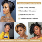 Pixie Cut 13x4 Transparent Lace Front Wigs Human Hair Wig For Women Short Straight Lace Frontal Wig 180% Daily Party Mother Gift