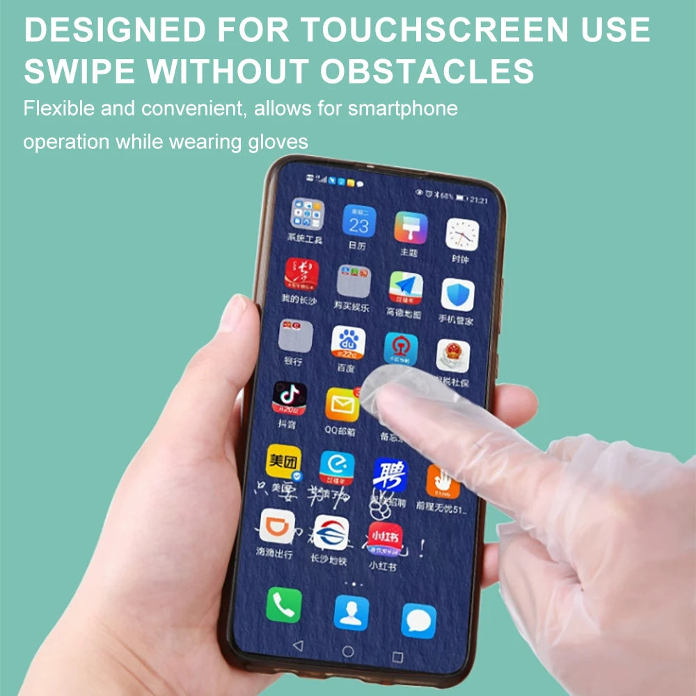 Cofoe 100Pcs Medical Grade Gloves TPE Disposable Gloves Transparent Non-Slip Acid Work Safety Food Grade Household