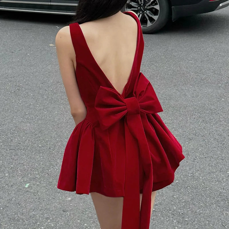 Red Bowknot Mini Dress