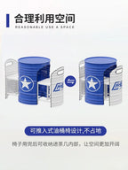 Industrial Style Coffee Shop Courtyard Leisure Area Outdoor Iron Oil Drum Tables and Chairs