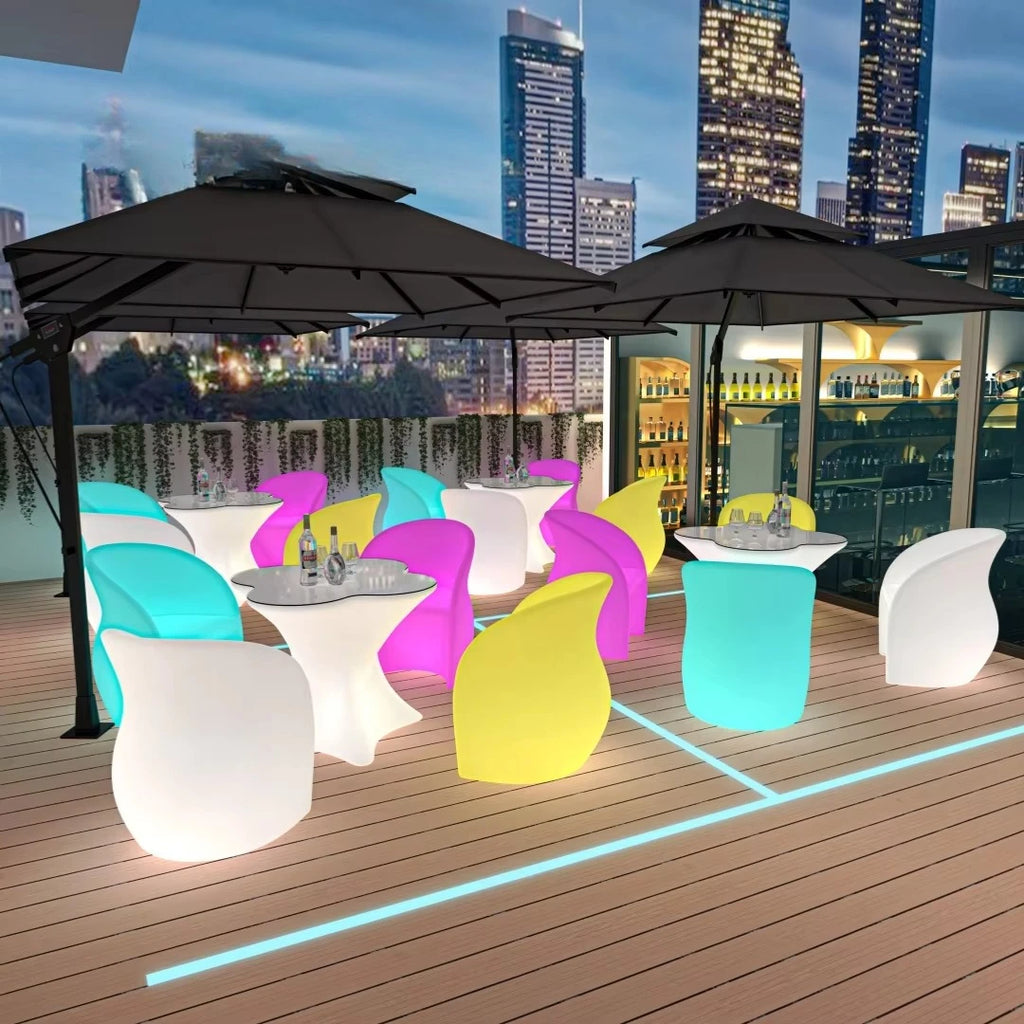 Waterproof Outdoor LED Lounge Sofa and Round Stools for Wedding Events Party Hotel and Living Room for Bar Sets Nightclubs