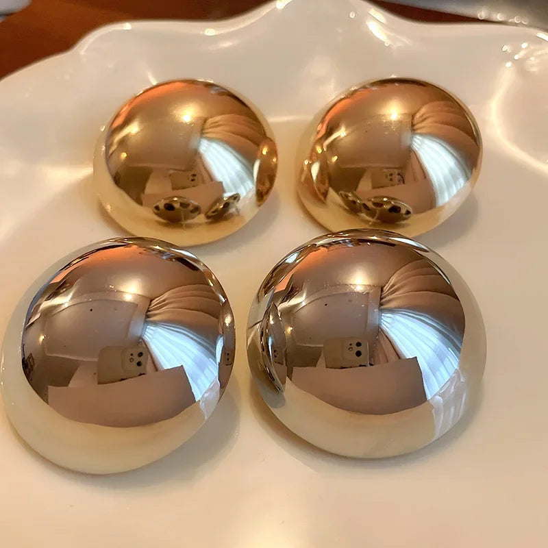 Semi-Round Metal Stud Earrings