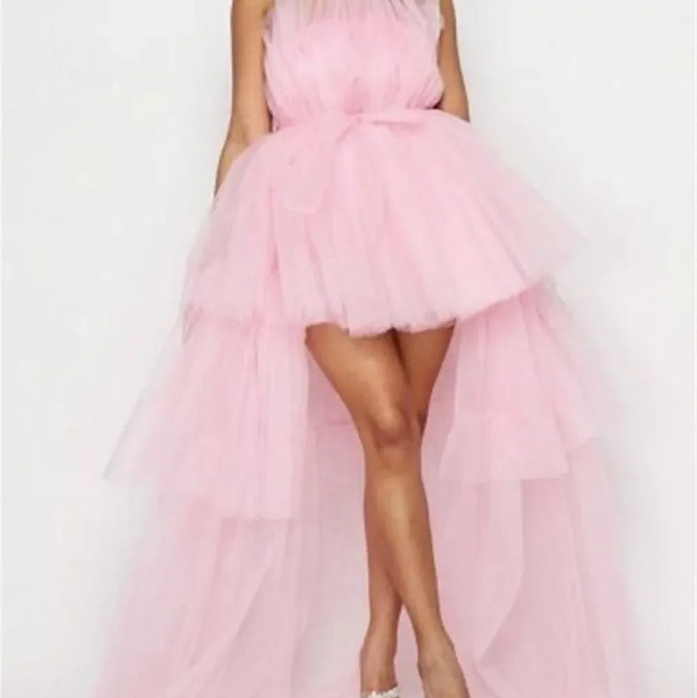 Strapless Mesh & Tulle Gown
