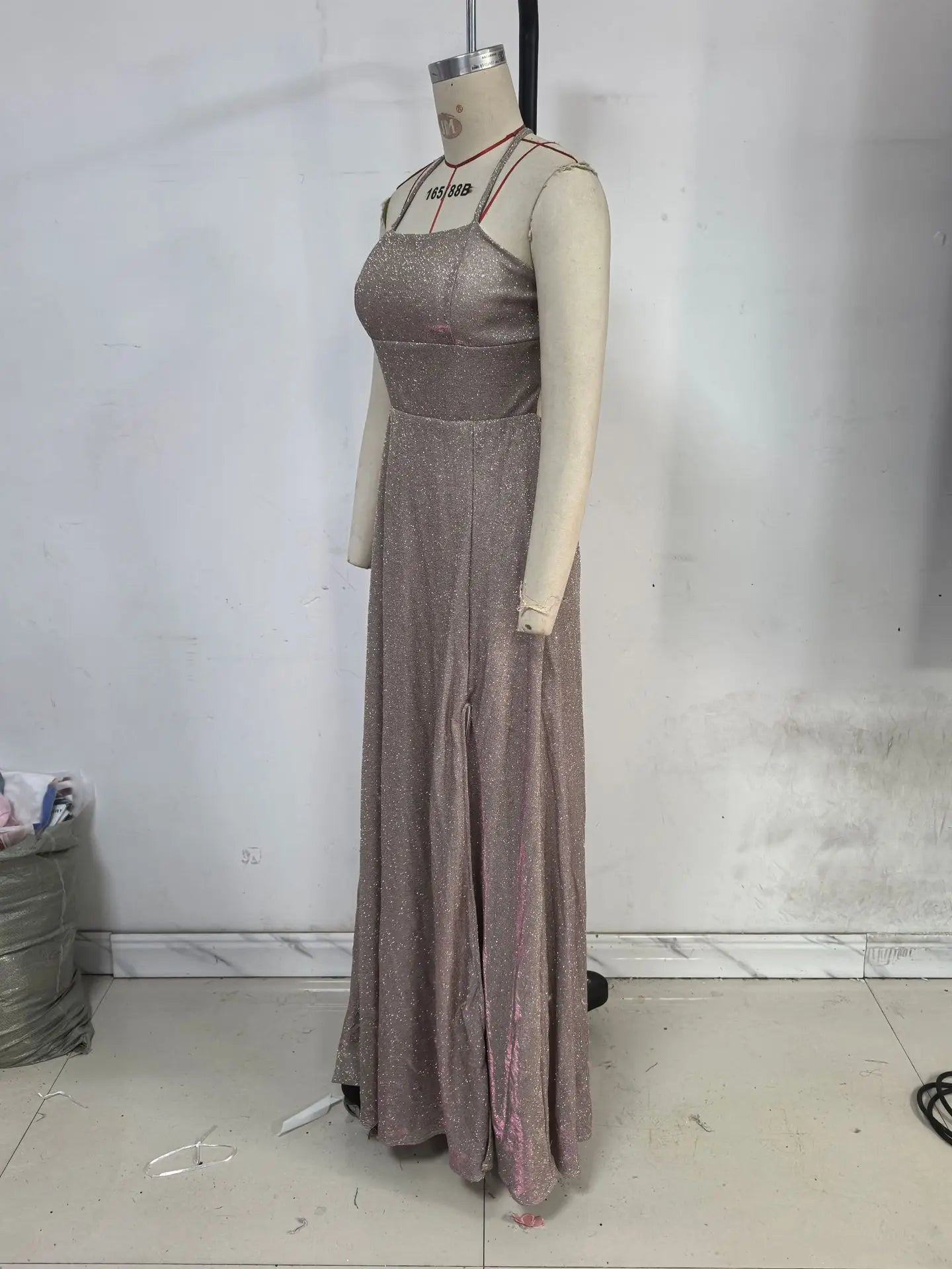 Female Evening Dress Dress 2025 Fashion New Spring And Autumn High Street Suspender Backless Sexy Split Flash Party Banquet