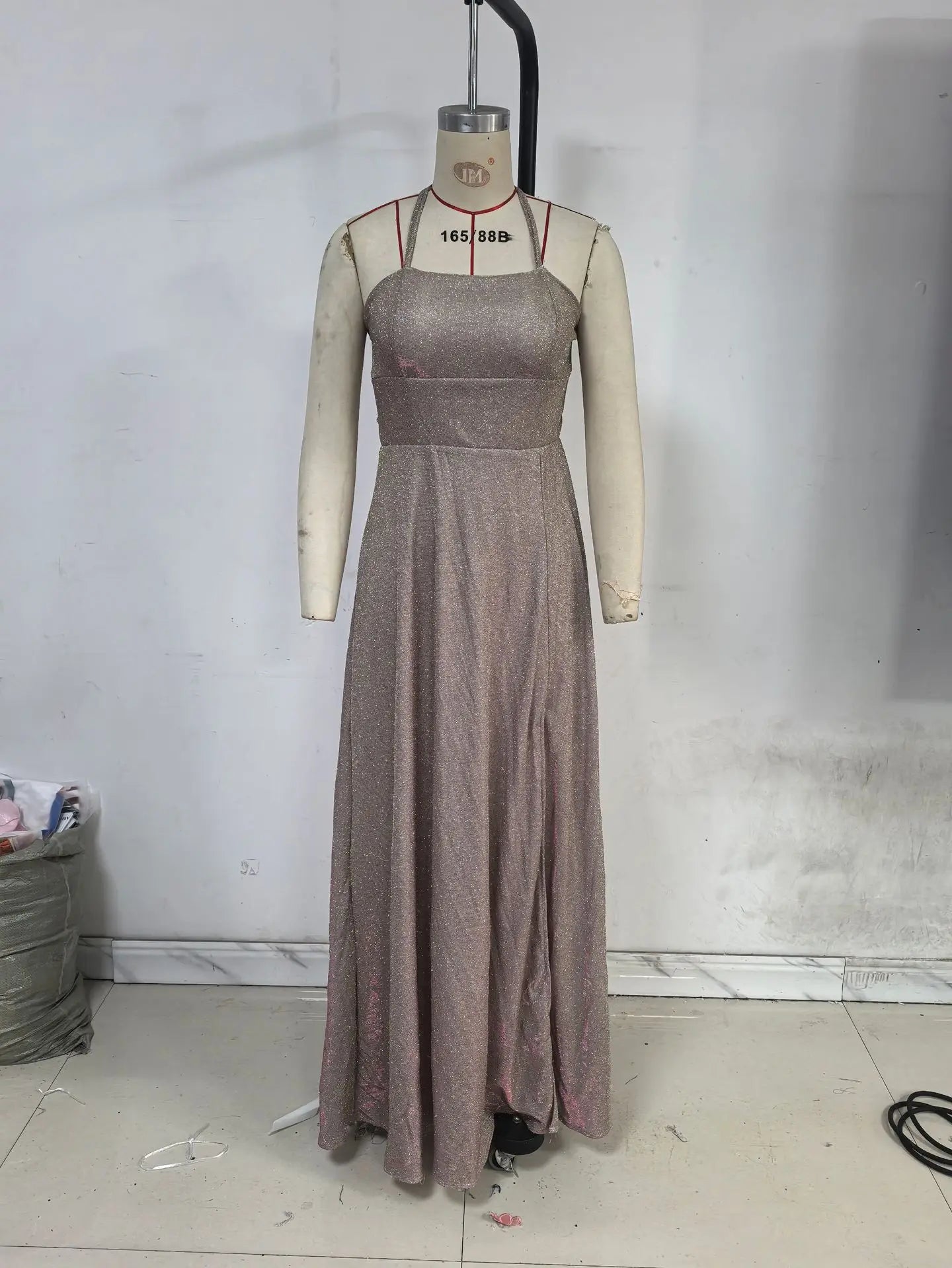 Female Evening Dress Dress 2025 Fashion New Spring And Autumn High Street Suspender Backless Sexy Split Flash Party Banquet