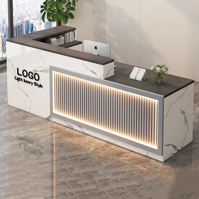 Luxury Simple Reception Desk Logo Salon Decorations Modern Reception Desk Office Beauty Mostrador Recepción Commercial Furniture