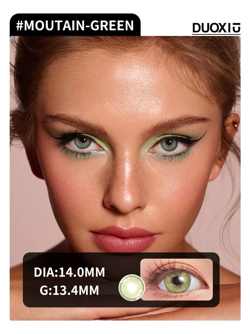 Duoxiu Contact Lenses 2Pcs Blue Green Contact Lenses Color Permanent Makeup Machine Changing Pupil and Eyes Color Fashion Lenses