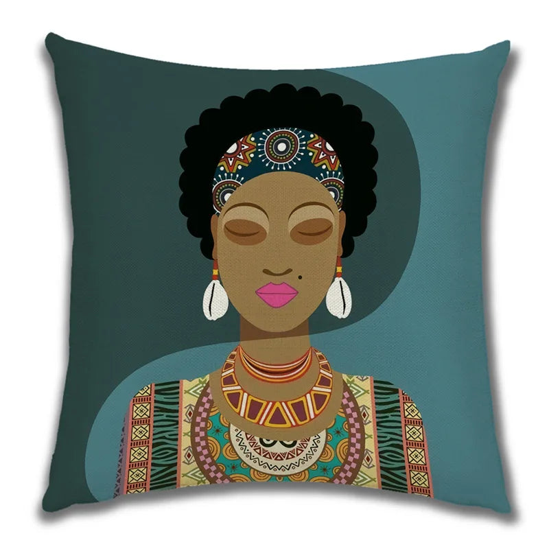 African Costume Clipart Throw Pillow 45x45 Africa Life Collection African Woman Pillowcase Sofa Car Decorative Cushion Cover