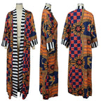 African Dresses for Women African Ethnic Print Loose Long Trench Coat Streetwear Dashiki African Clothes Cardigan African Kimono
