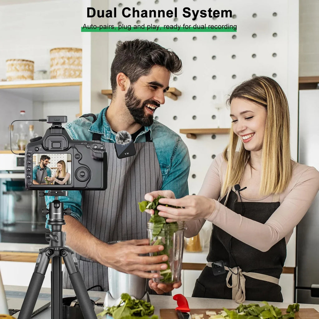 3in1 Wireless Lavalier Microphone for Camera,iPhone,Android,Microphone for Video Recording Recording Podcast Noise Reduction Mic