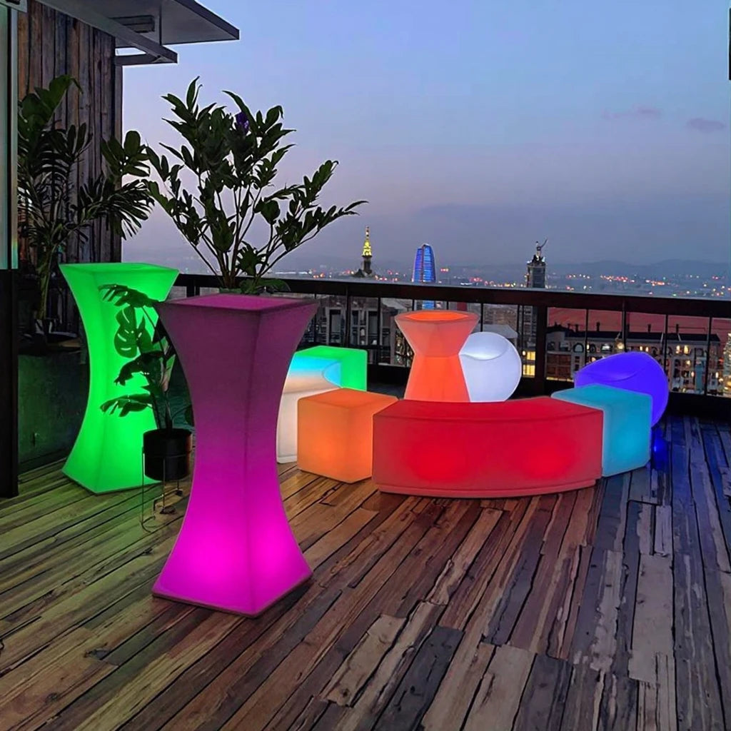 Modern LED Glowing Bar Table Color-Changing Waterproof Light-Up Furniture for Home Hotel Events Garden Wedding Nightclub