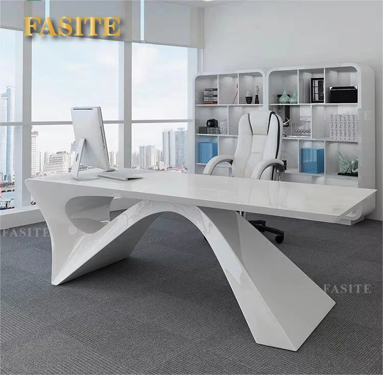 Modern new president's office desk and chair white high-end design office furniture