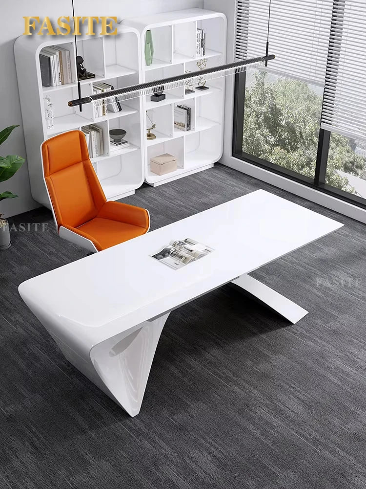 Modern new president's office desk and chair white high-end design office furniture