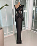 Black Dubai Evening Dresses Elegant Long Sleeves Beads Pleats Formal Prom Birthday Party Gowns Special Occasions Customized