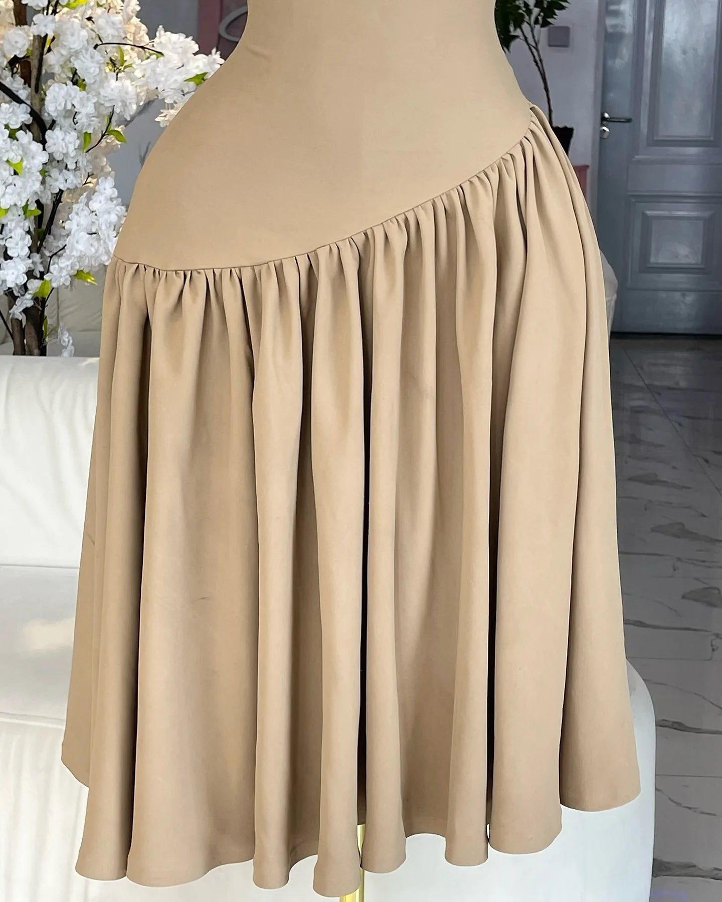 Ruched Shoulder Ball Gown