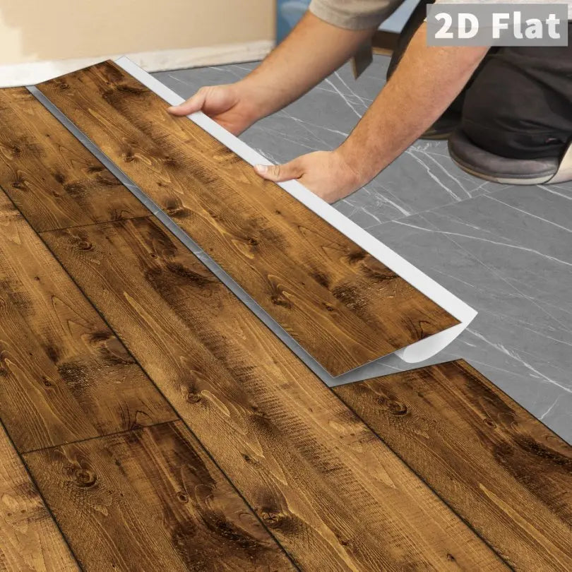 5pcs Wood Grain Floor Stickers Modern Style PVC Wall Sticker Waterproof Self-adhesive for Living room Kitchen Home Floor Decor