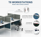 Cubicle Office Furniture Aluminum Profile Partition Modern 6 Person Workstation Desk