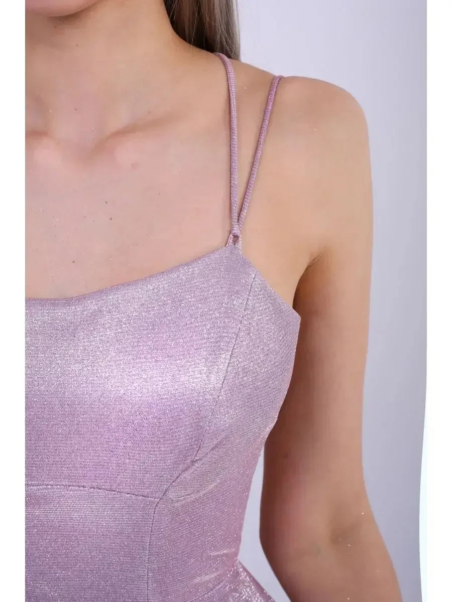 Female Evening Dress Dress 2025 Fashion New Spring And Autumn High Street Suspender Backless Sexy Split Flash Party Banquet