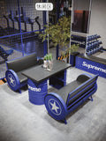 Deck Sofa Quiet Bar Vintage Industrial Style Iron Dining Hot Pot Restaurant Oil Barrel Table and Chair Combination