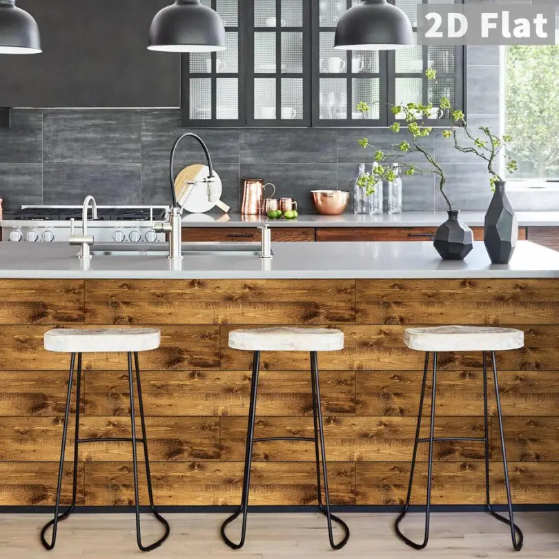 5pcs Wood Grain Floor Stickers Modern Style PVC Wall Sticker Waterproof Self-adhesive for Living room Kitchen Home Floor Decor