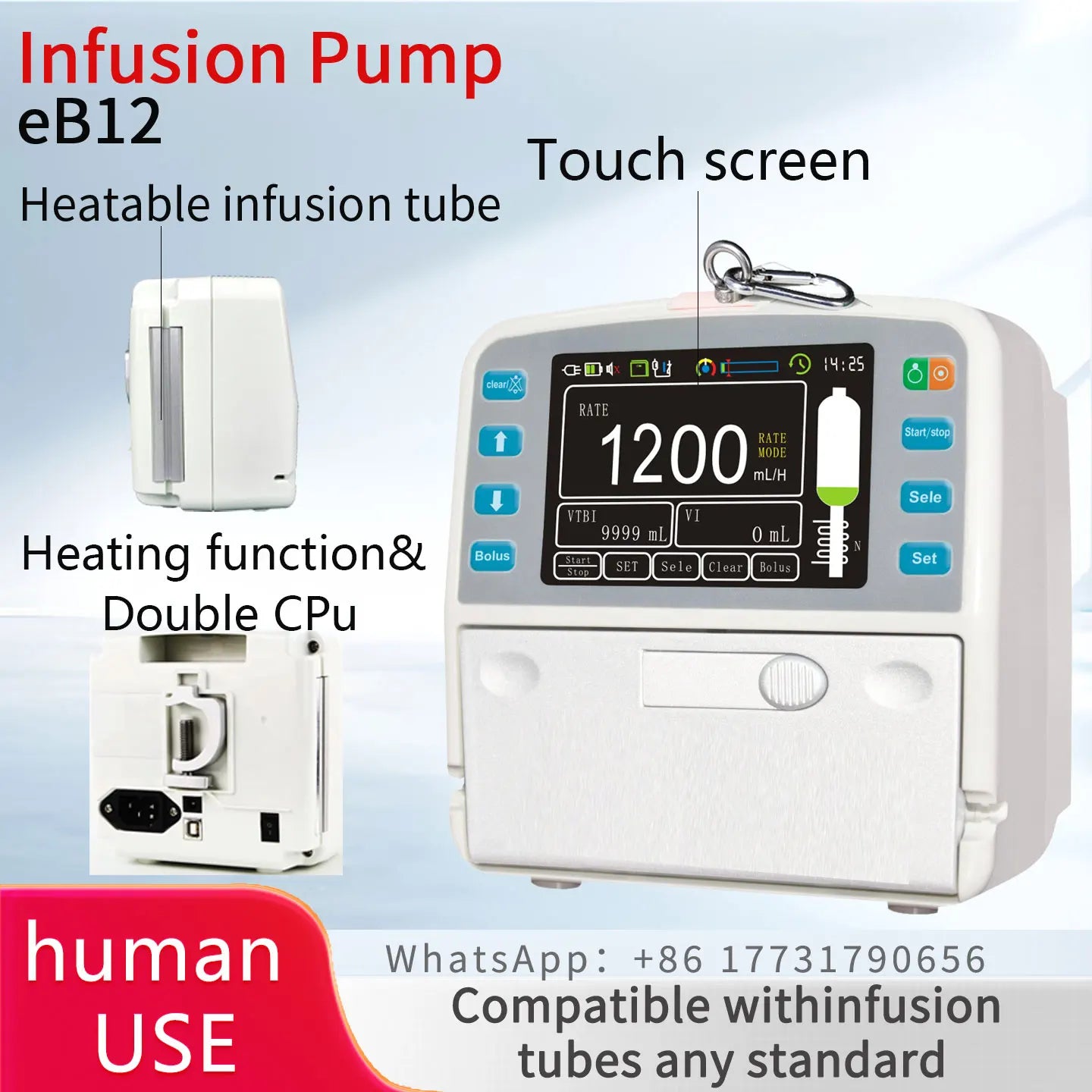 Infusion pump can heat the infusion tube, which can match a variety of tubes, both human and veterinary can be used.