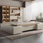 Modern Wooden Boss Office Desks Light Luxury Office Furniture Design with Storage Cabinet Study Desk Commercial President Desk