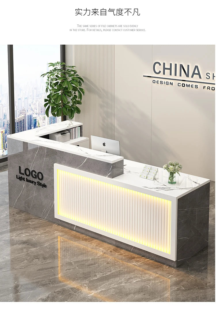 Luxury Simple Reception Desk Logo Salon Decorations Modern Reception Desk Office Beauty Mostrador Recepción Commercial Furniture
