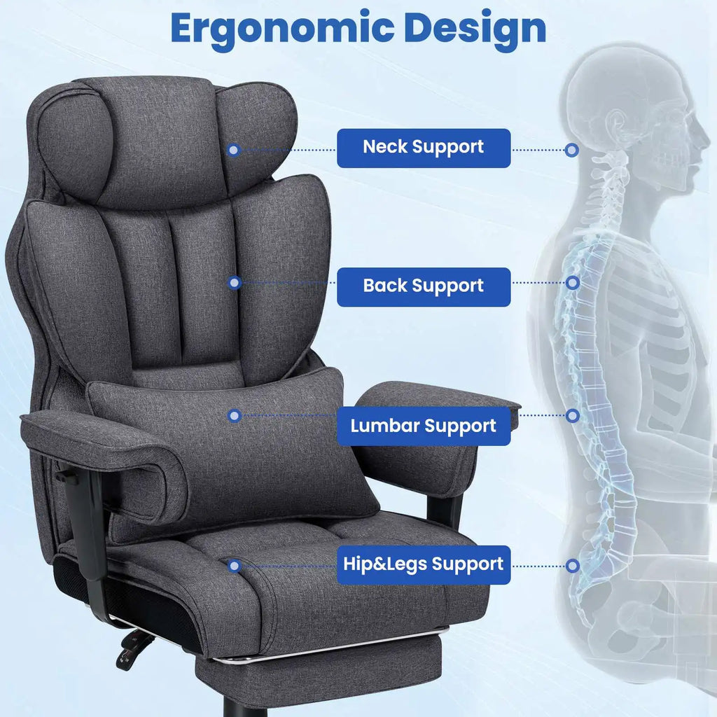 Big and Tall High Back Executive Task Chair Linen Fabric Breathable Keeping you cool Home Office Chairs