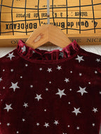 2025 New Year Dress for Girls Winter 3-6Y Kids Star Print Bowknot Long Sleeve Evening Dress Christmas Festive Dress for Girls