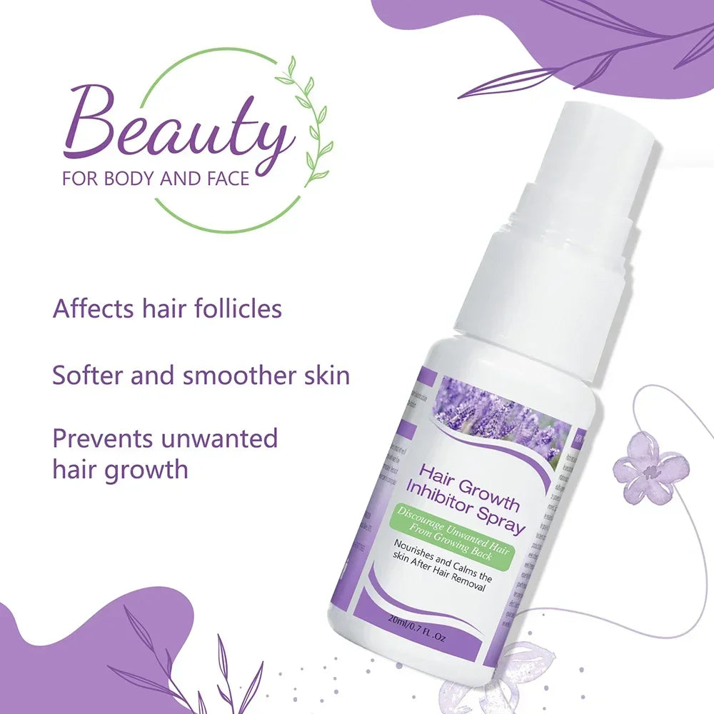 2 Minutes Fast Hair Removal Spray Painless Hair Growth Inhibitor Leg Arm Armpit Permanent Depilatory for Ladies Men Repair Care