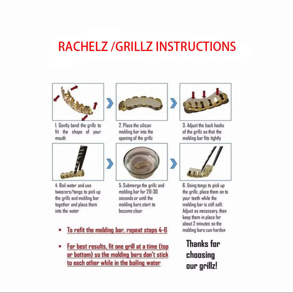 RACHELZ Hip Hop Full CZ Stone Hollow Teeth Caps For Women Men Jewelry Top Bottom Heart Zircon Tooth Grills Braces Cosplay