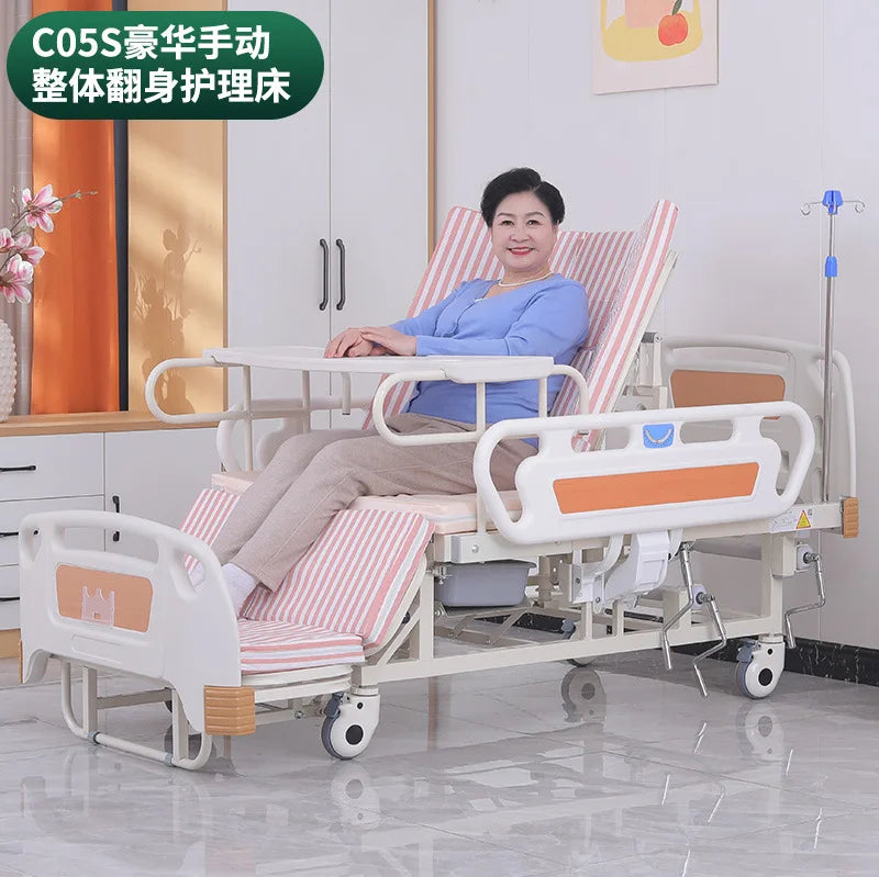 Electric nursing bed hospital home anti-sliding anti-rollover auxiliary nursing bed for the elderly