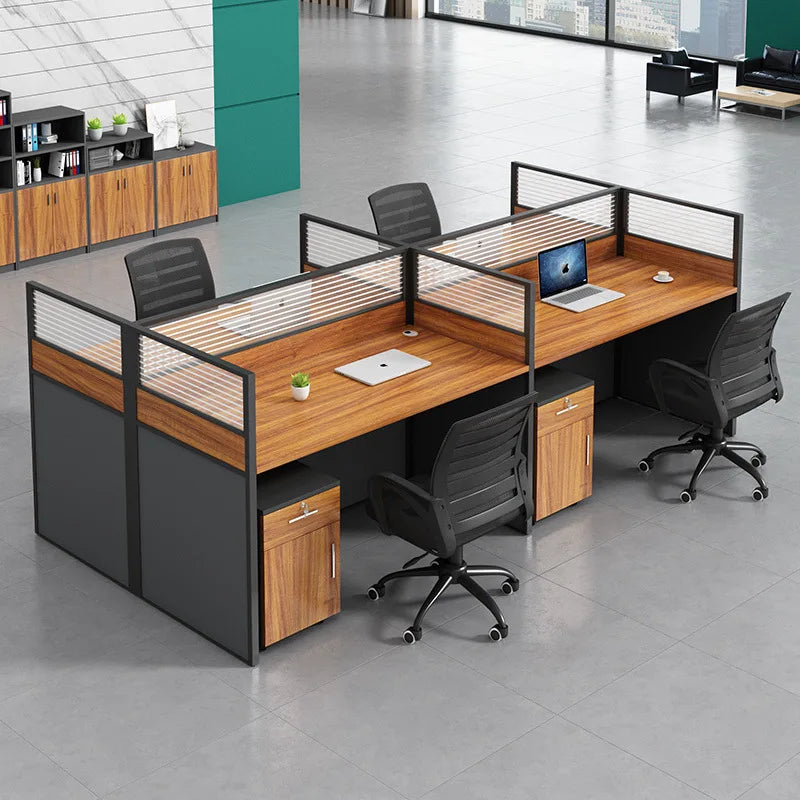 Office table and chair combination workstation desk staff table single 4 person multi-person screen computer table and chair