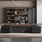 Modern Wooden Boss Office Desks Light Luxury Office Furniture Design with Storage Cabinet Study Desk Commercial President Desk