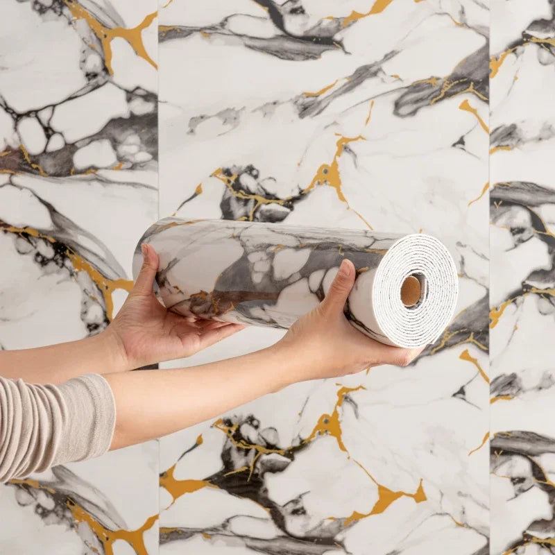 Thick Foam Self Adhesive Wall Stickers Imitation Marble Wallpapers for Bedroom Home Decor Waterproof Peel and Stick Wall Panels